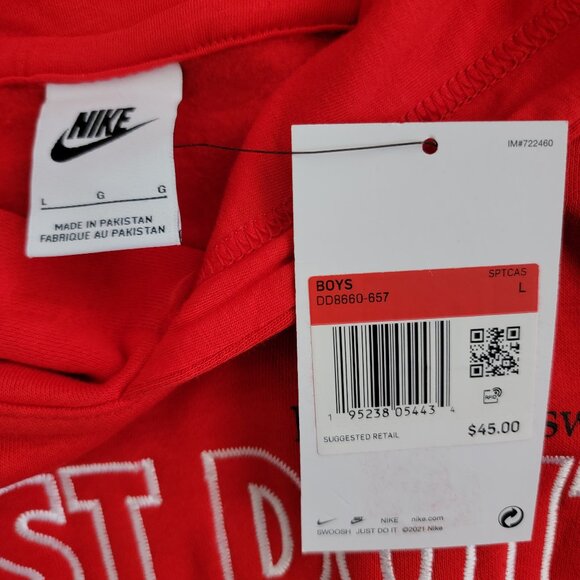 Nike JDI Pullover Hoodie DD8660-657 Red Size Large Big Kids NWT - Picture 11 of 12